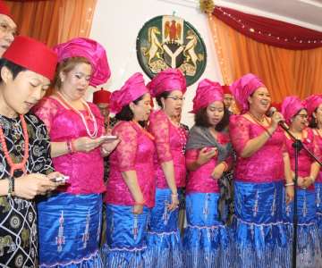 Thai Investment group Ladies reciting the Anambra Anthem during the Cultural Night held at Governors Lodge Amawbia.