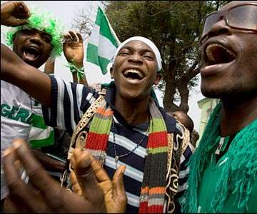 Nigeria's supporters are also out in force for the big game against their arch-rivals at the Accra Sports Stadium
