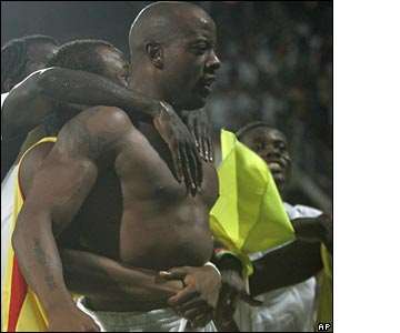 But after Michael Essien levels just before half-time, Junior Agogo wins it for Ghana eight minutes from time