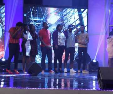 SOME TENSION-SOAKED CONTESTANTS ON STAGE DURING THE EVICTION SHOW