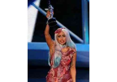 LADY GAGA DEFENDS VMA 'MEAT DRESS'