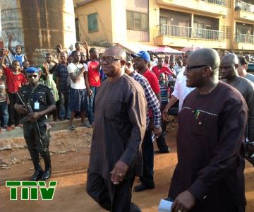 Gov. Peter Obi arrive at at the flag-off site in Iyiowa Odekpe, Ogbaru LGA